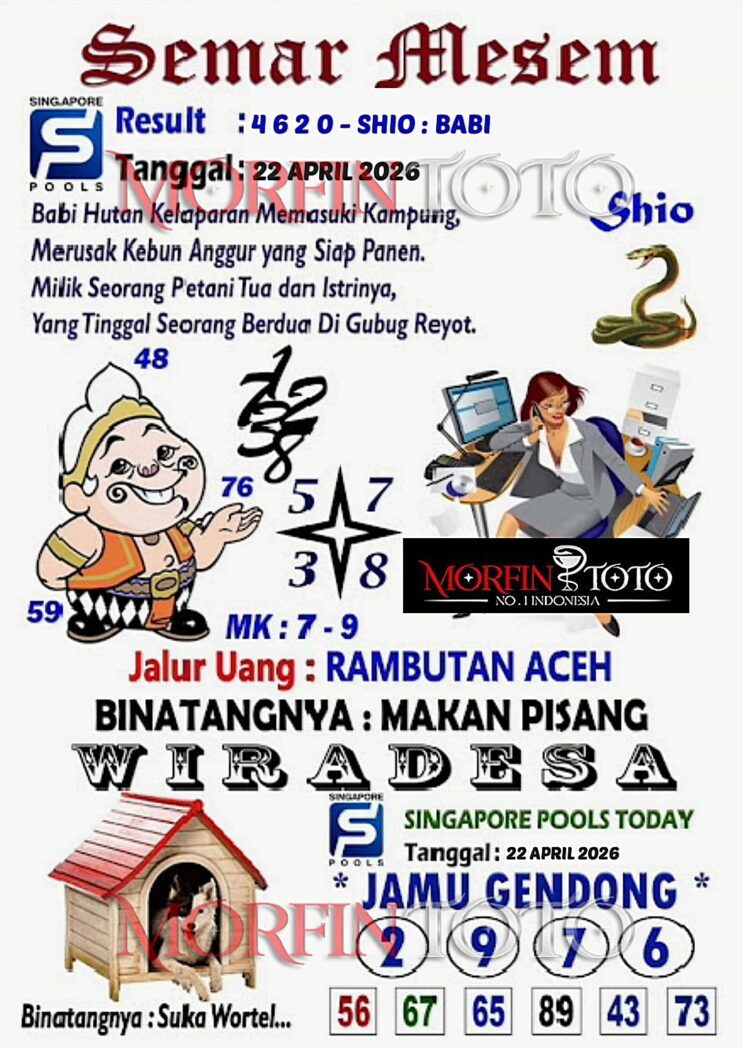 SYAIR TOGEL SINGAPORE SEMAR MESEM 22 APRIL 2226