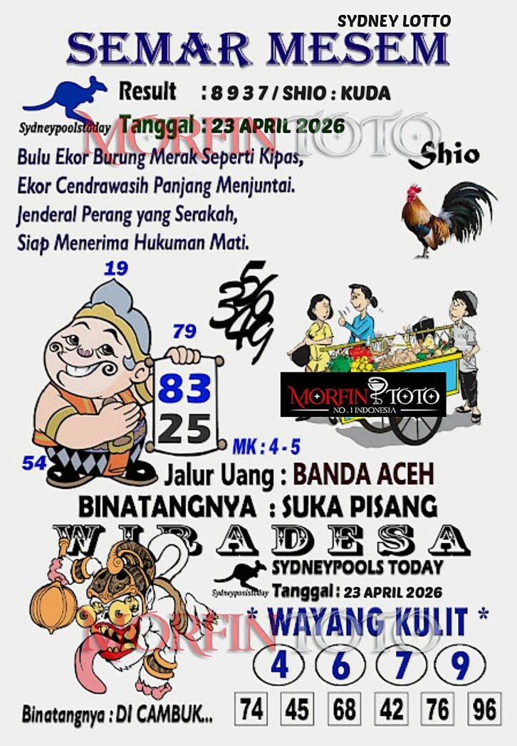 SYAIR TOGEL SEMAR MESEM SYDNEY LOTTO 23 APRIL 2026