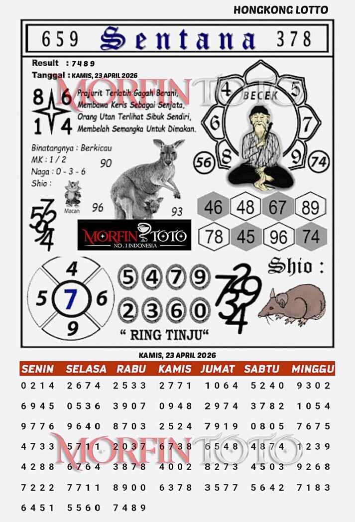 SYAIR TOGEL SENTANA  HONGKONG LOTTO 23 APRIL 2026
