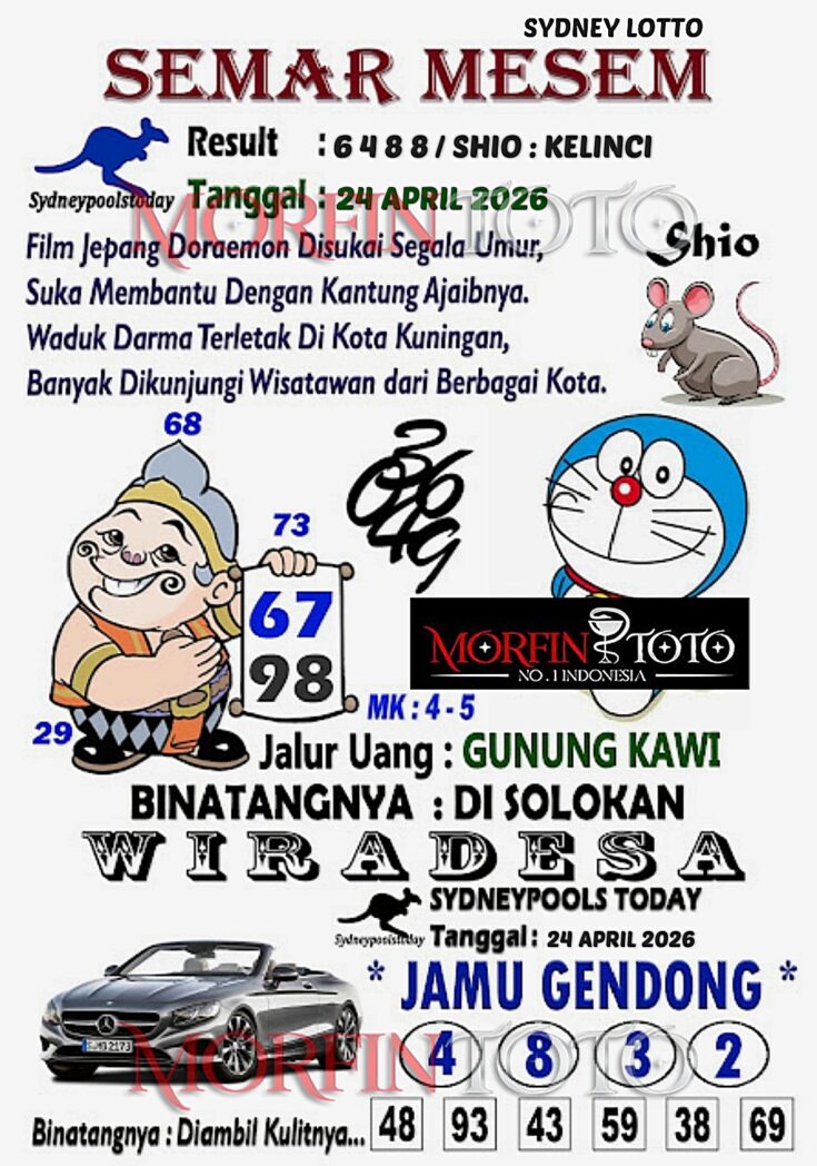 SYAIR TOGEL SEMAR MESEM SYDNEY LOTTO 24 APRIL 2026