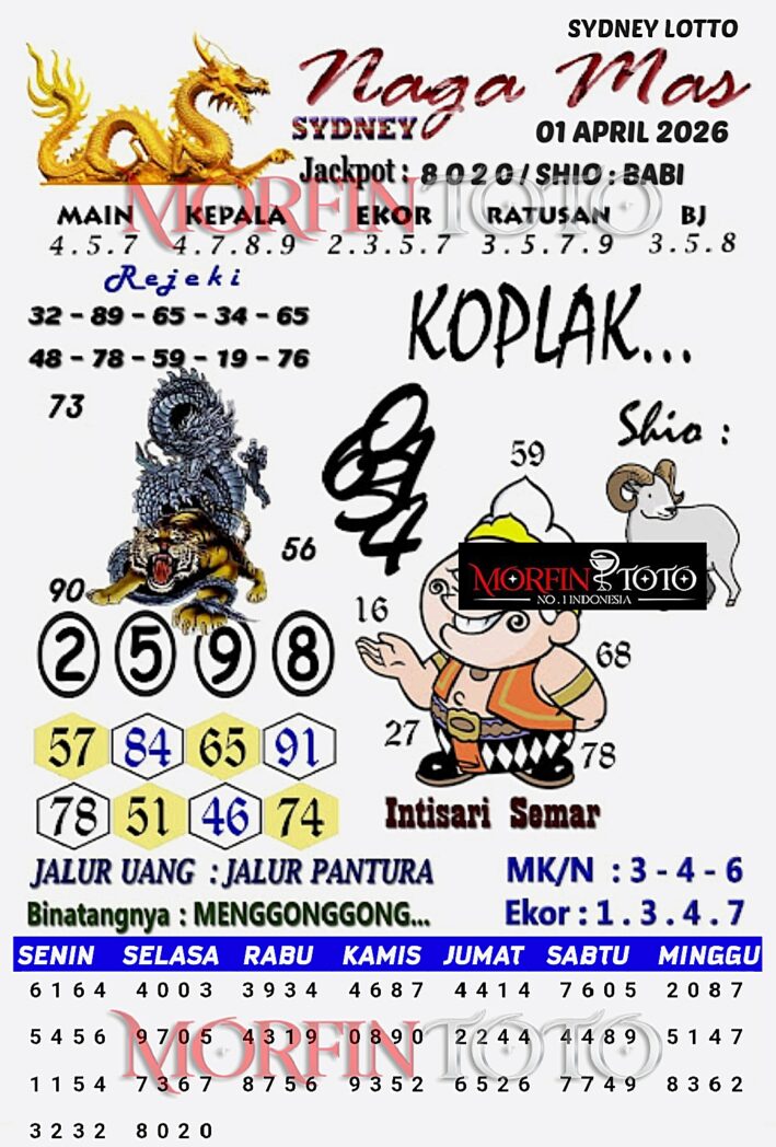 SYAIR TOGEL NAGA MAS SYDNEY LOTTO 01 APRIL 2026