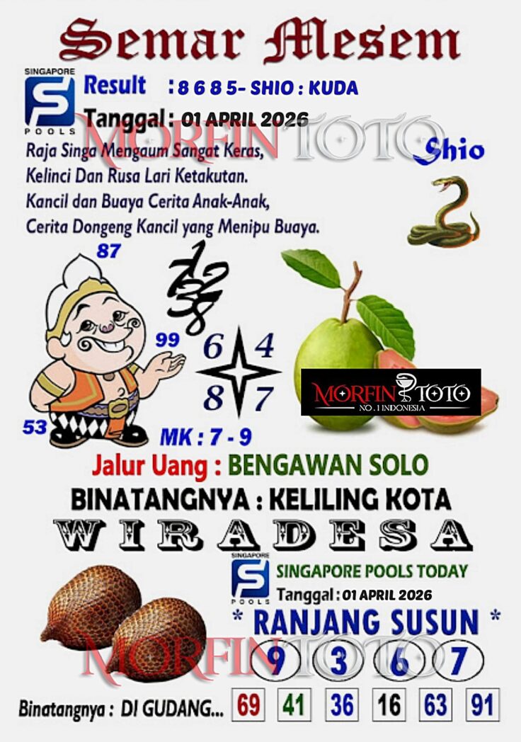 SYAIR TOGEL SINGAPORE SEMAR MESEM 01 APRIL 2026