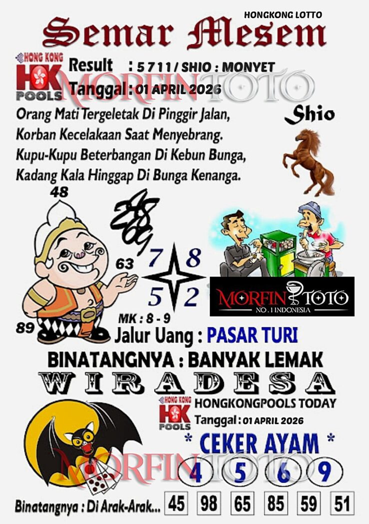 SYAIR TOGEL SEMAR MESEM  HONGKONG LOTTO 01 APRIL 2026