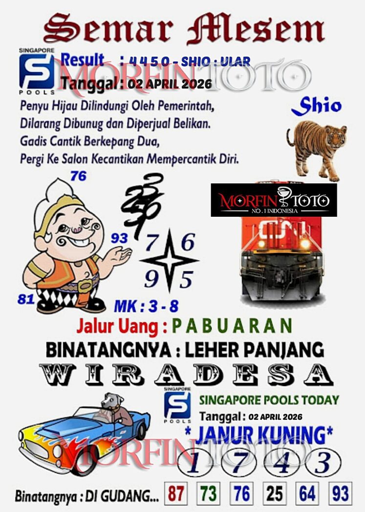 SYAIR TOGEL SINGAPORE SEMAR MESEM 02 APRIL 2026