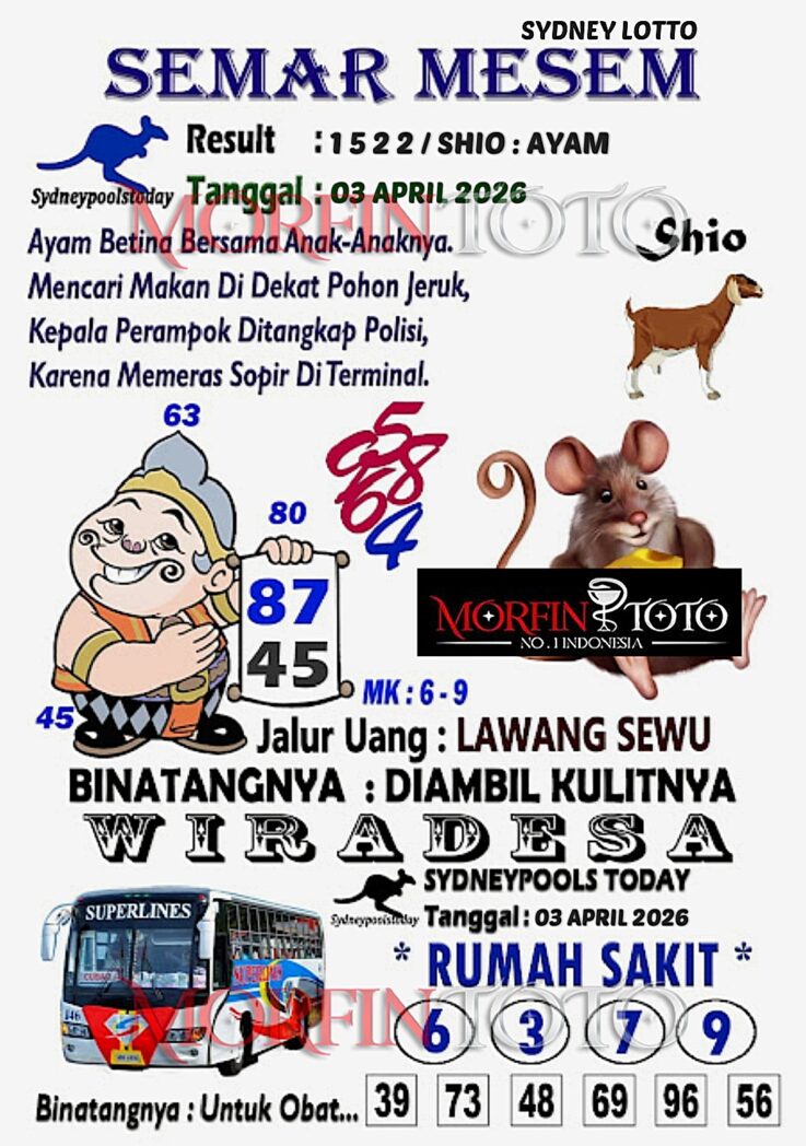 SYAIR TOGEL SEMAR MESEM SYDNEY LOTTO 03 APRIL 2026