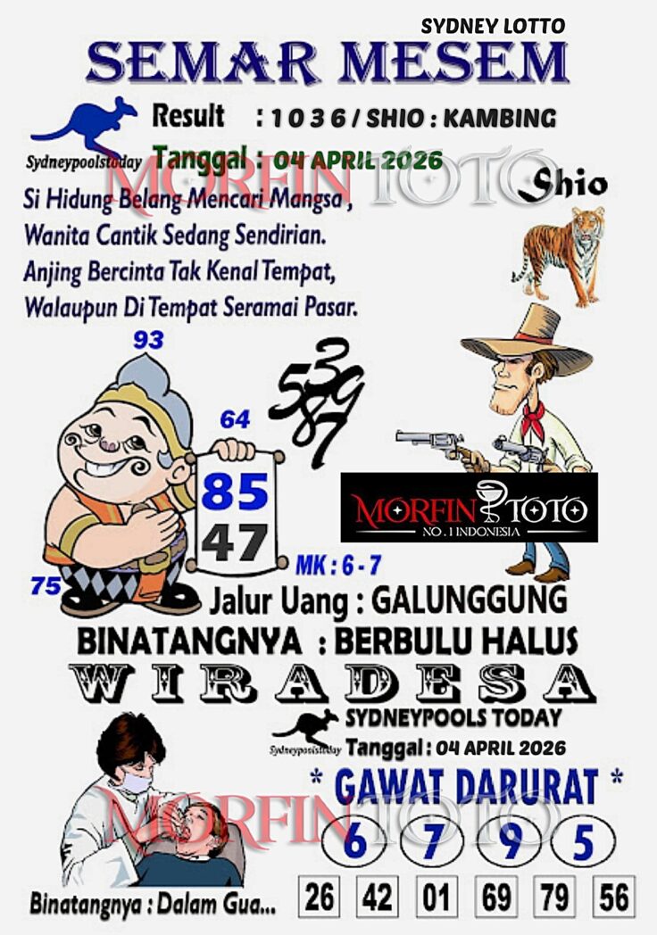 SYAIR TOGEL SEMAR MESEM SYDNEY LOTTO 04 APRIL 2026