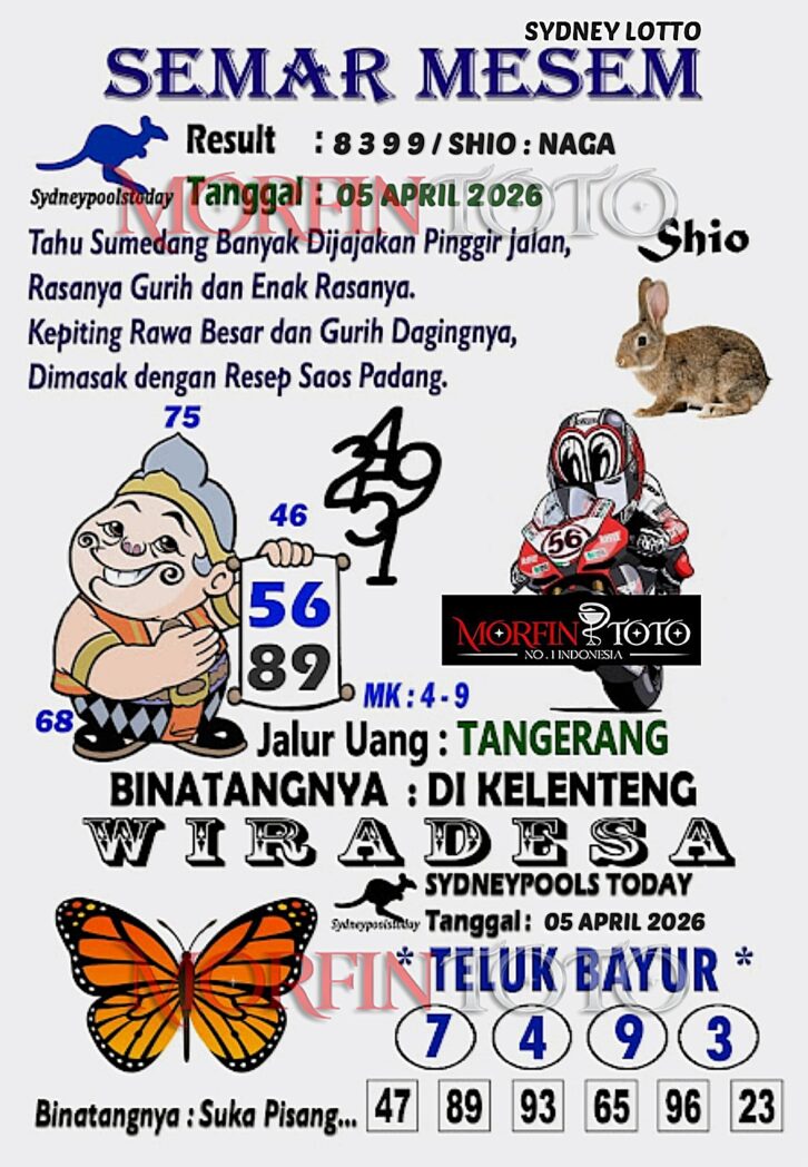 SYAIR TOGEL SEMAR MESEM SYDNEY LOTTO 05 APRIL 2026