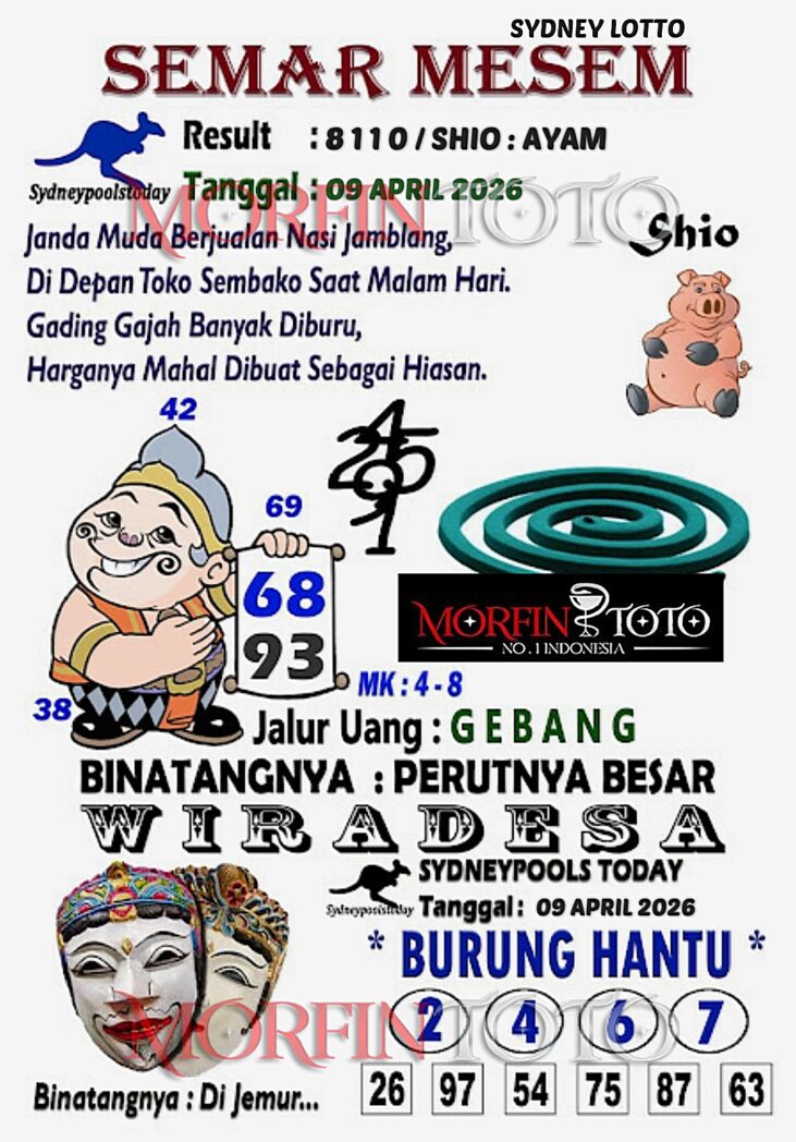 SYAIR TOGEL SEMAR MESEM SYDNEY LOTTO 09 APRIL 2026