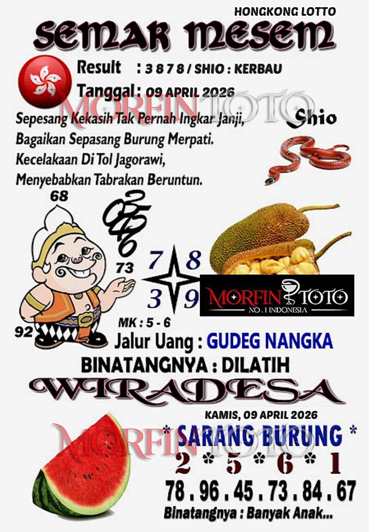 SYAIR TOGEL SEMAR MESEM  HONGKONG LOTTO 09 APRIL 2026