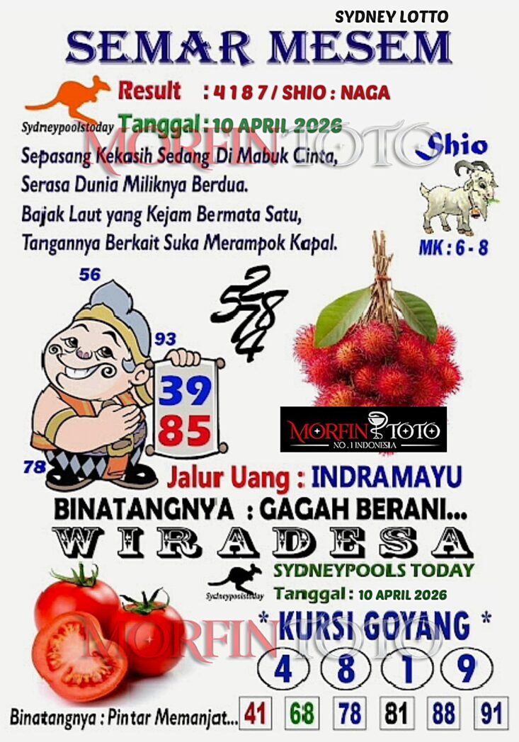 SYAIR TOGEL SEMAR MESEM SYDNEY LOTTO 10 APRIL 2026
