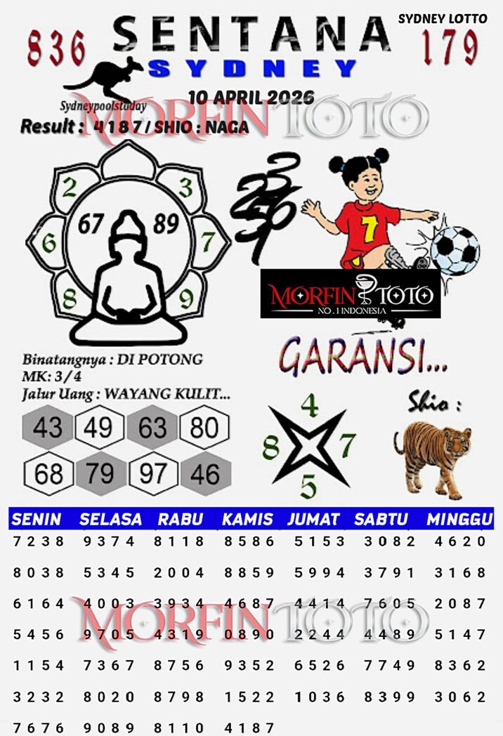 SYAIR TOGEL SENTANA SYDNEY LOTTO 10 APRIL 2026