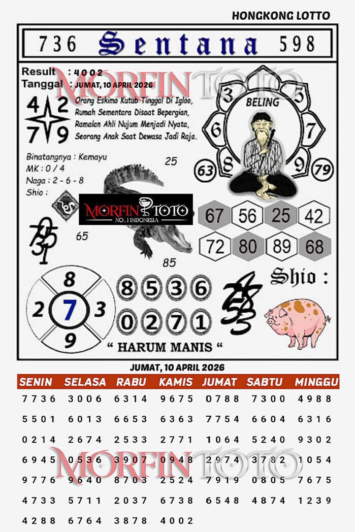 SYAIR TOGEL SENTANA  HONGKONG LOTTO 10 APRIL 2026