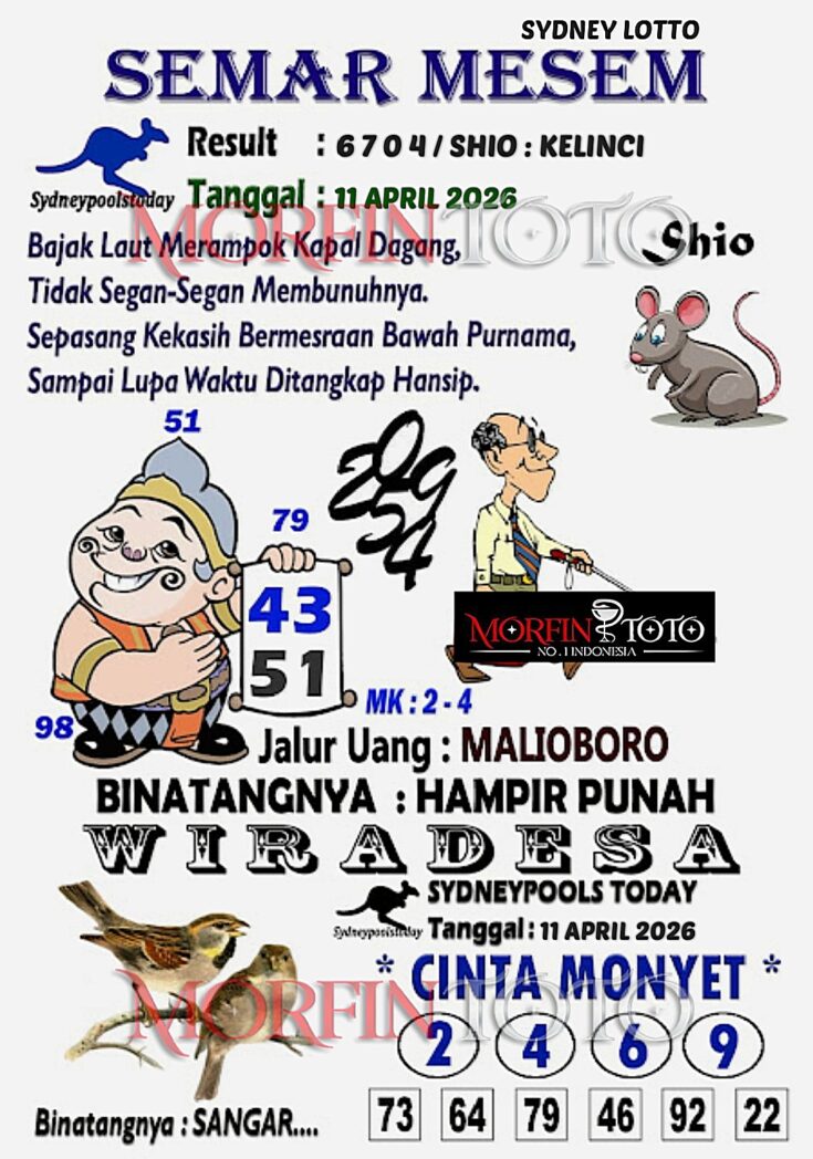 SYAIR TOGEL SEMAR MESEM SYDNEY LOTTO 11 APRIL 2026