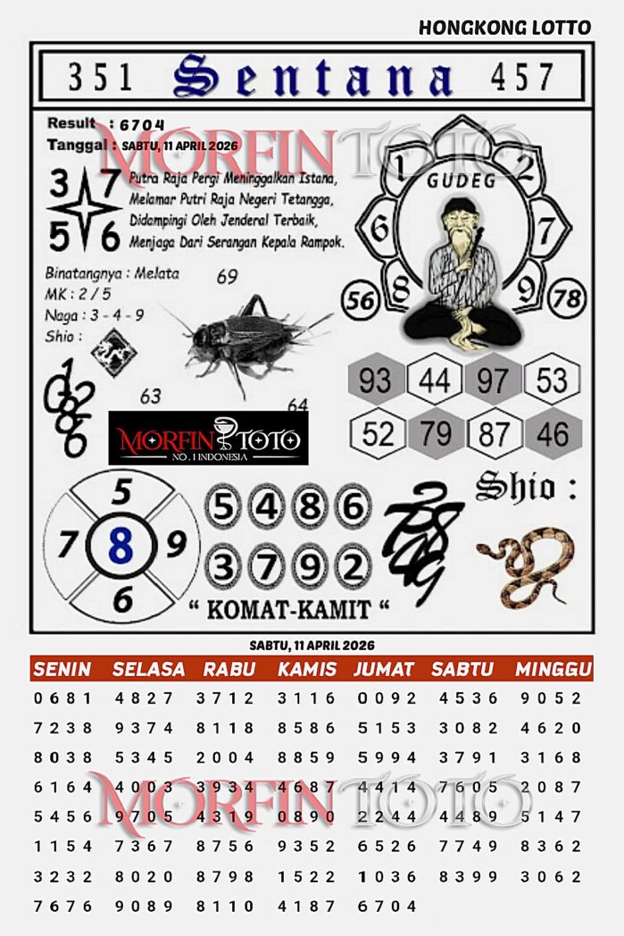 SYAIR TOGEL SENTANA  HONGKONG LOTTO 11 APRIL 2026