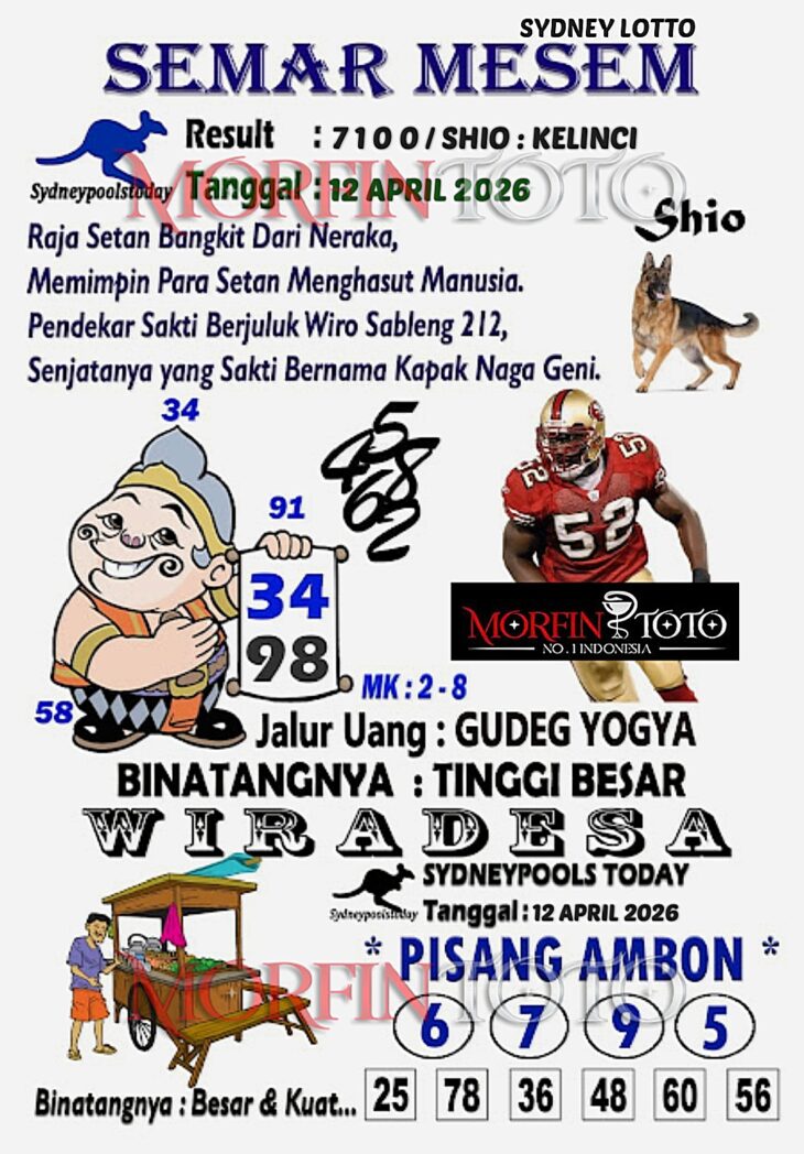 SYAIR TOGEL SEMAR MESEM SYDNEY LOTTO 12 APRIL 2026