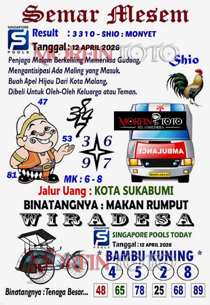 SYAIR TOGEL SINGAPORE SEMAR MESEM 12 APRIL 2026
