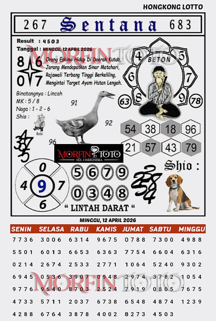 SYAIR TOGEL SENTANA  HONGKONG LOTTO 13 APRIL 2026