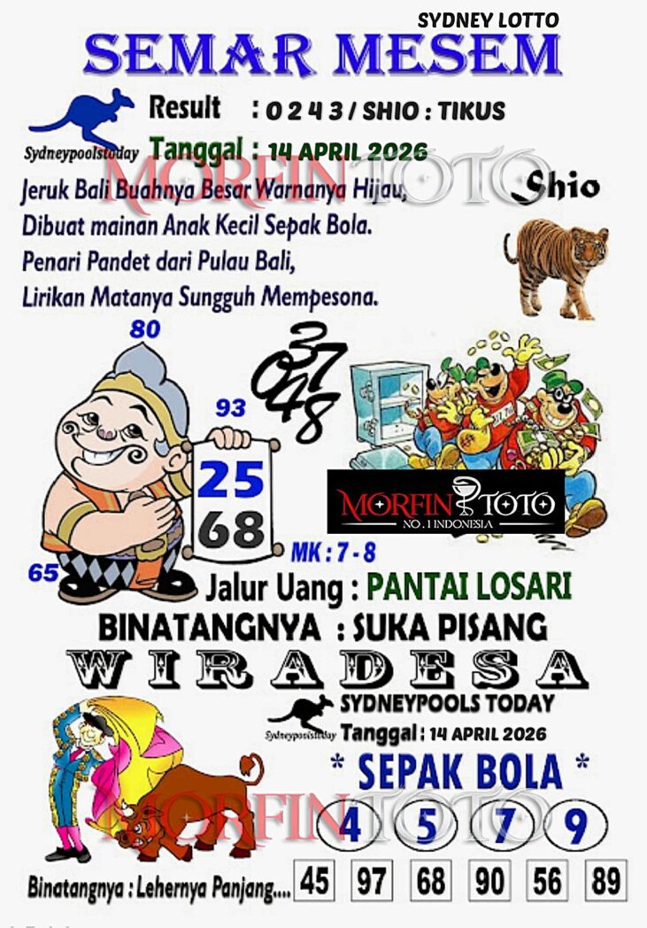 SYAIR TOGEL SEMAR MESEM SYDNEY LOTTO 14 APRIL 2026