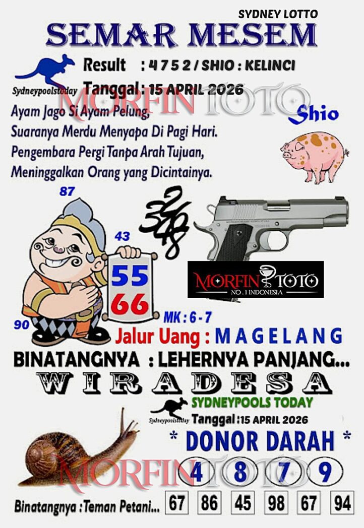 SYAIR TOGEL SEMAR MESEM SYDNEY LOTTO 15 APRIL 2026