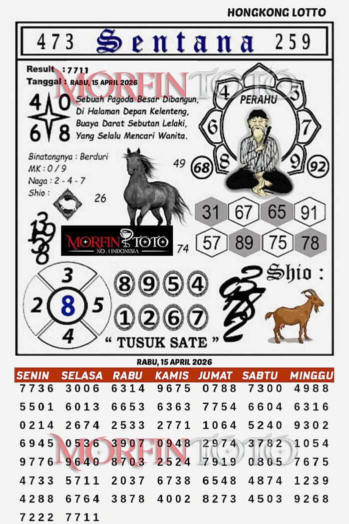 SYAIR TOGEL SENTANA  HONGKONG LOTTO 15 APRIL 2026