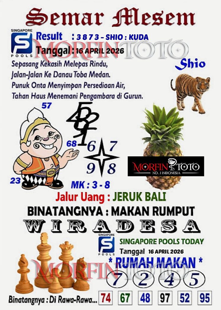 SYAIR TOGEL SINGAPORE SEMAR MESEM 16 APRIL 2026