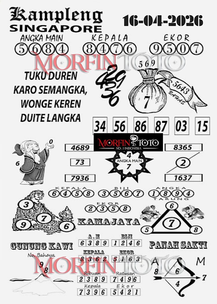 SYAIR TOGEL SINGAPORE KAMPLENG 16  MARET 2026