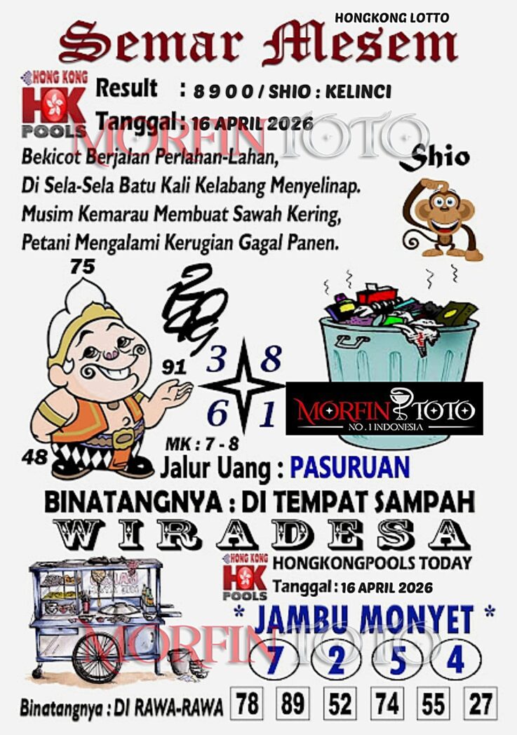 SYAIR TOGEL SEMAR MESEM  HONGKONG LOTTO 16 APRIL 2026