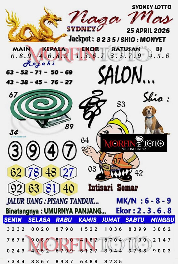 SYAIR TOGEL NAGA MAS SYDNEY LOTTO 25 APRIL 2026