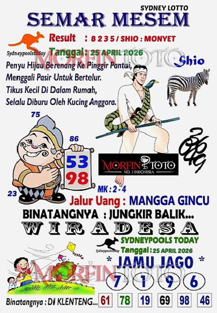 SYAIR TOGEL SEMAR MESEM SYDNEY LOTTO 25 APRIL 2026