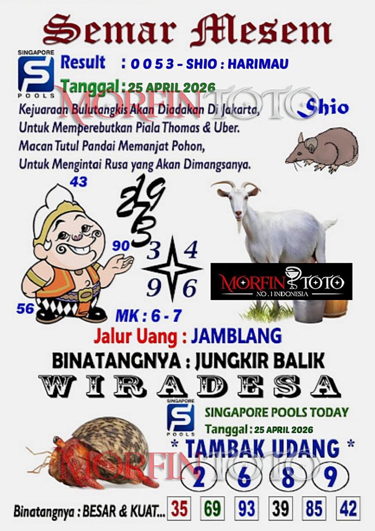 SYAIR TOGEL SINGAPORE SEMAR MESEM 25 APRIL 2026