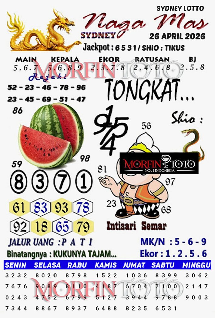 SYAIR TOGEL NAGA MAS SYDNEY LOTTO 26 APRIL 2026