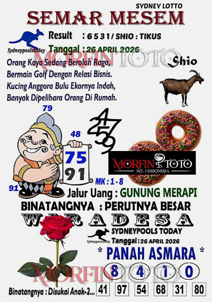 SYAIR TOGEL SEMAR MESEM SYDNEY LOTTO 26 APRIL 2026