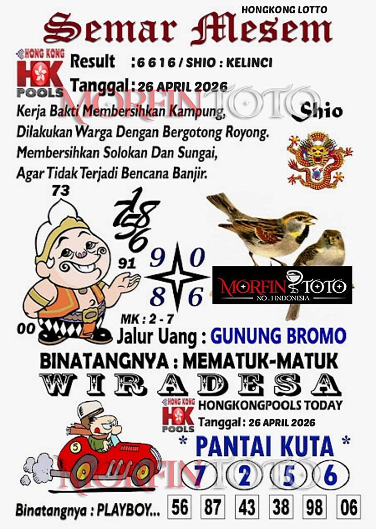 SYAIR TOGEL SEMAR MESEM  HONGKONG LOTTO 26 APRIL 2026