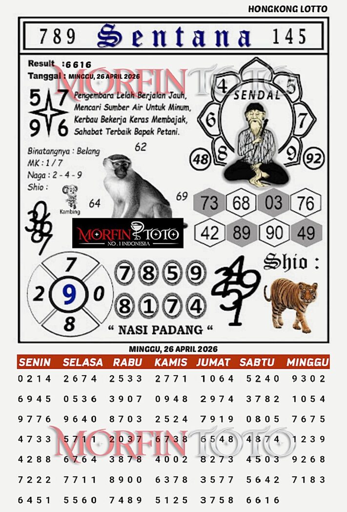 SYAIR TOGEL SENTANA  HONGKONG LOTTO 26 APRIL 2026