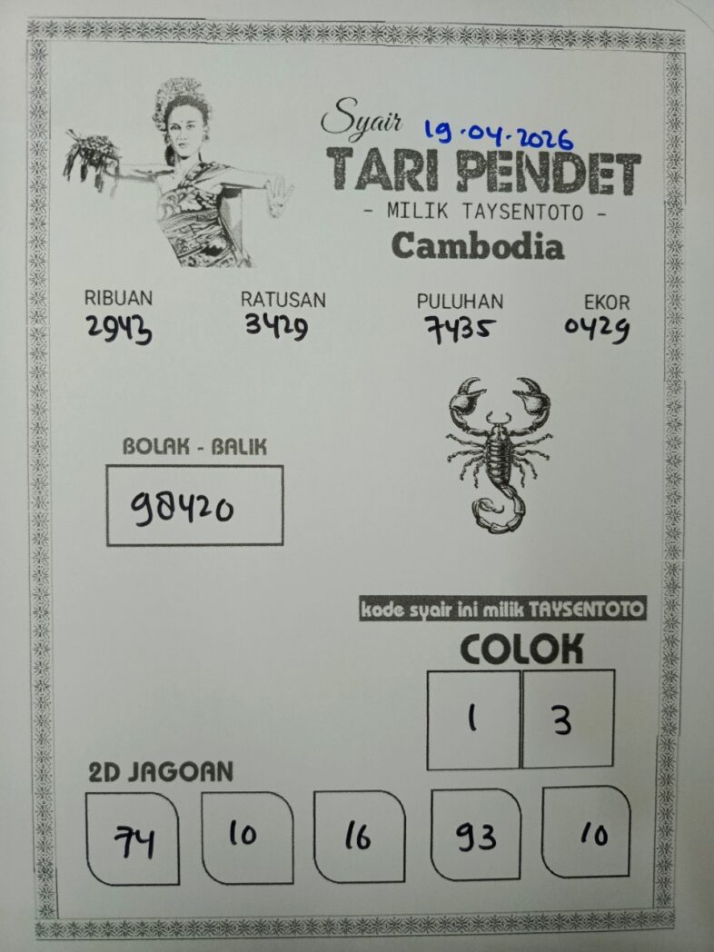 Syair Tari Pendet Cambodia Hari Ini Minggu, 19 April 2026