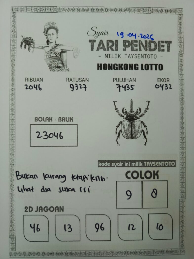 Syair Tari Pendet HK Hari Minggu, 19 April 2026