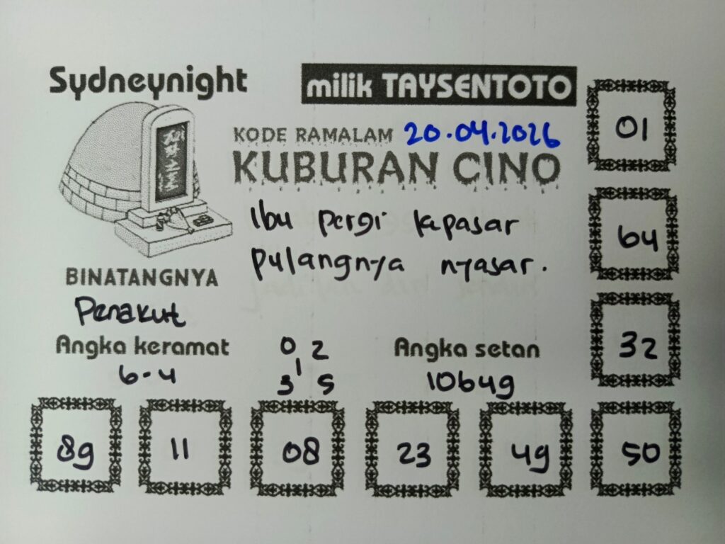 Syair Kuburan Cino SydneyNight Hari ini Senin, 20 April 2026