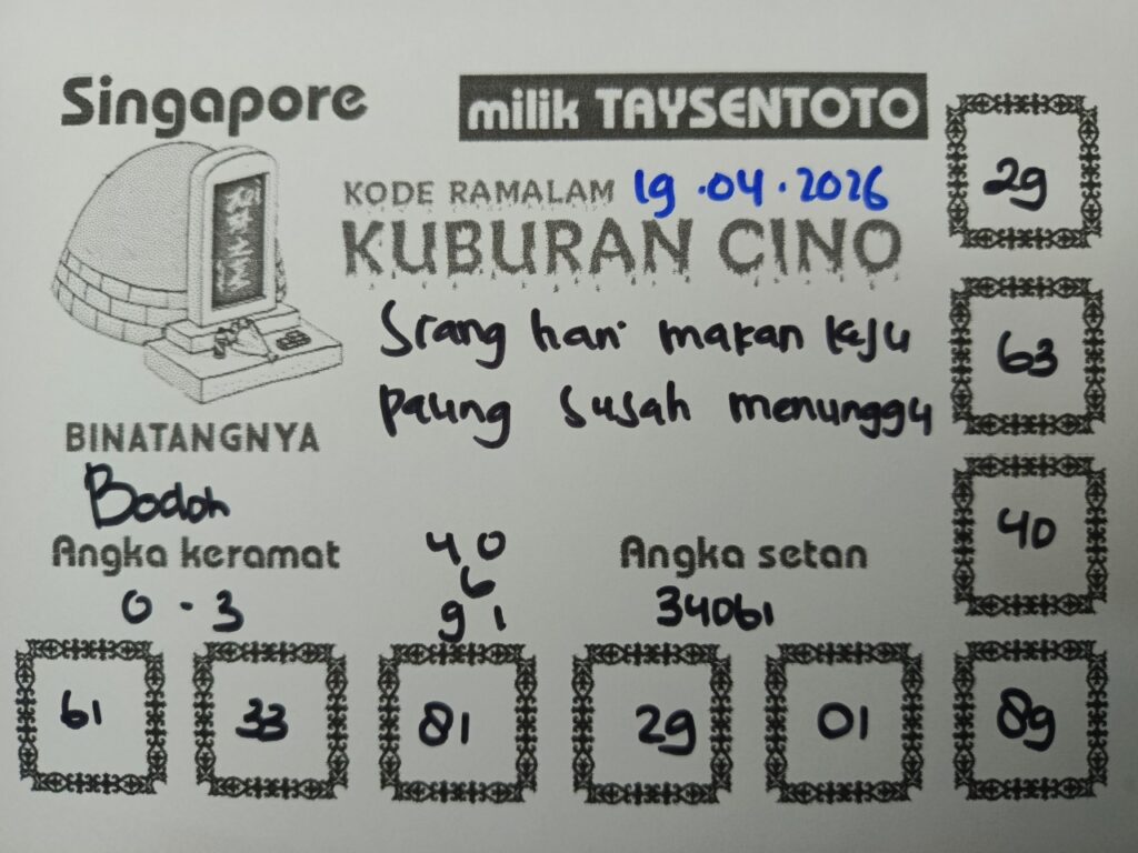 Syair Kuburan Cino SGP Hari ini Minggu, 19 April 2026