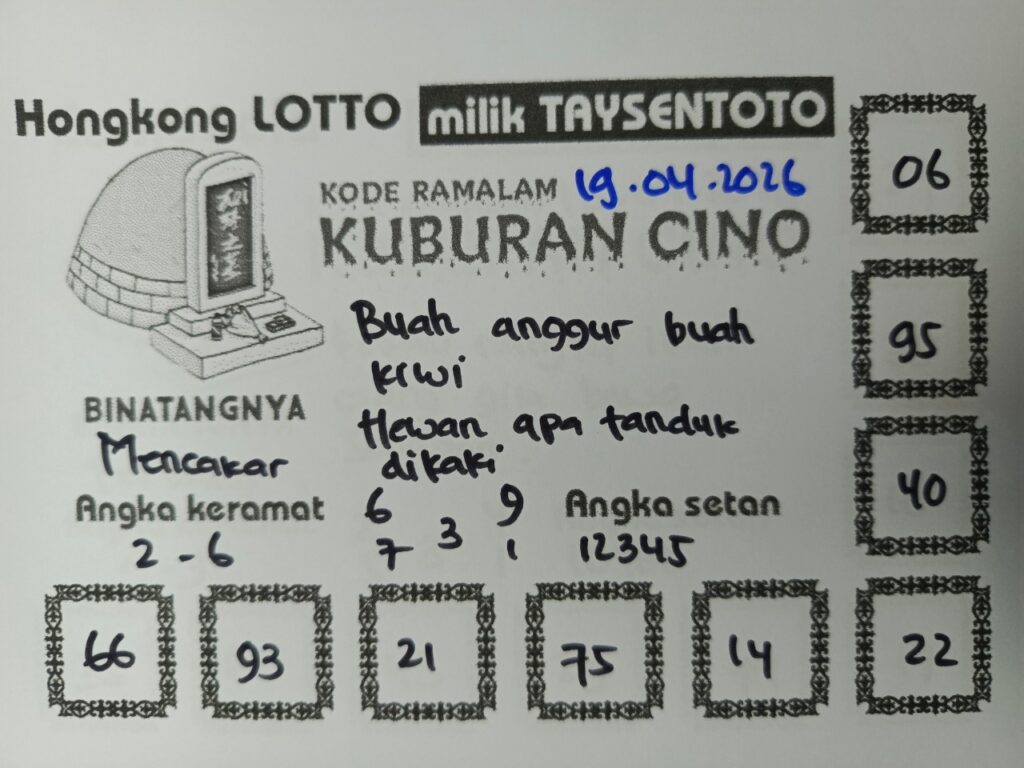 Syair Kuburan Cino HK Hari Minggu, 19 April 2026