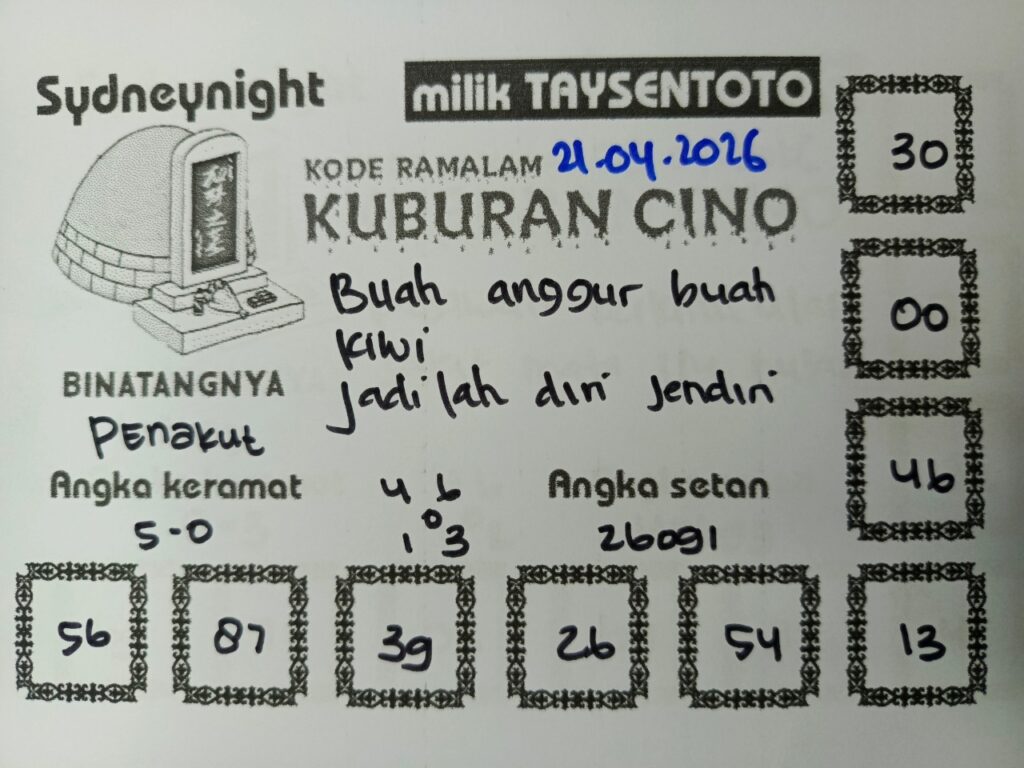 Syair Kuburan Cino SydneyNight Hari ini Selasa, 21 April 2026
