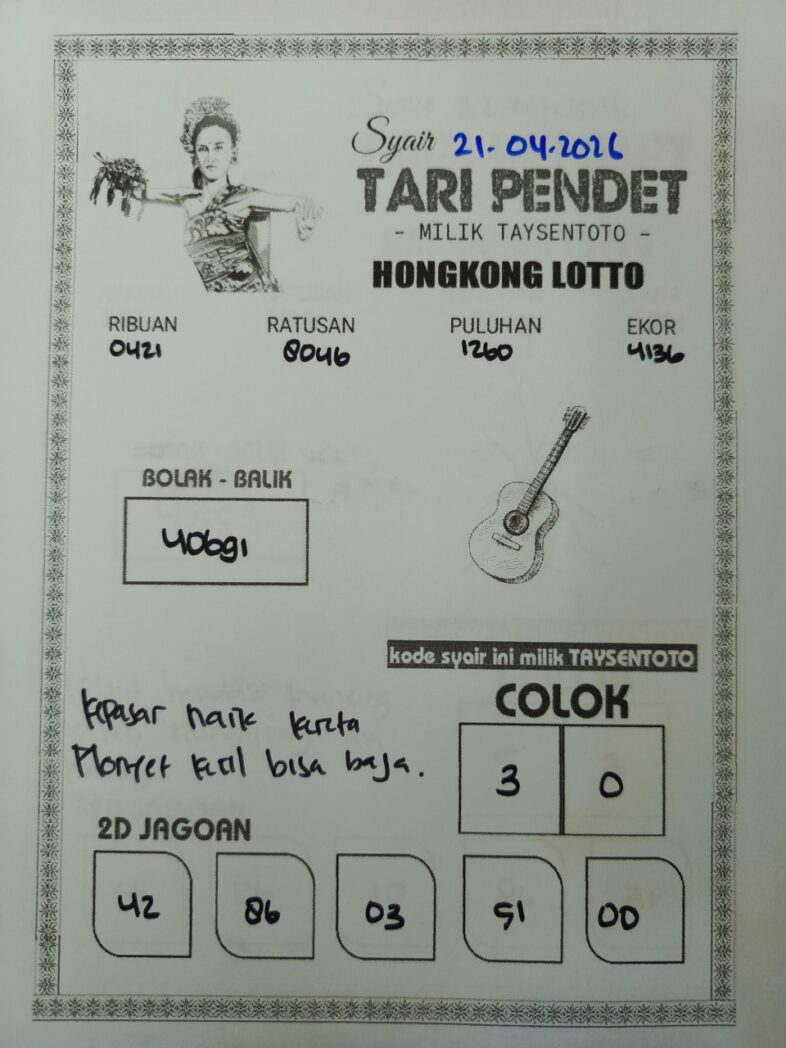 Syair Tari Pendet HK Hari Selasa, 21 April 2026