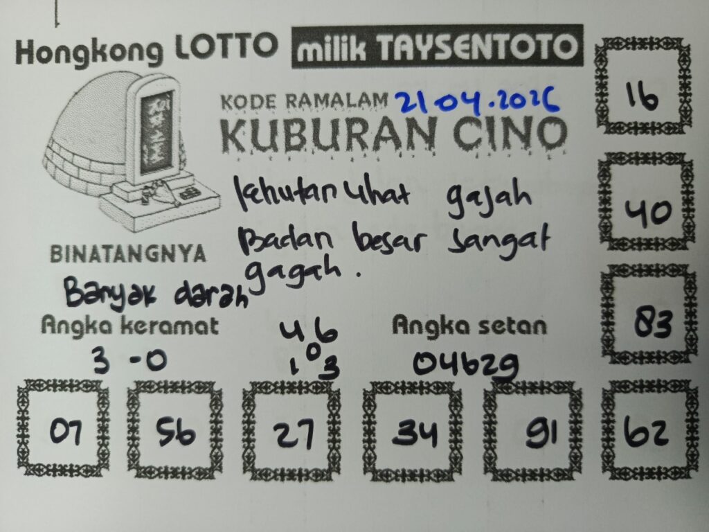 Syair Kuburan Cino HK Hari Selasa, 21 April 2026
