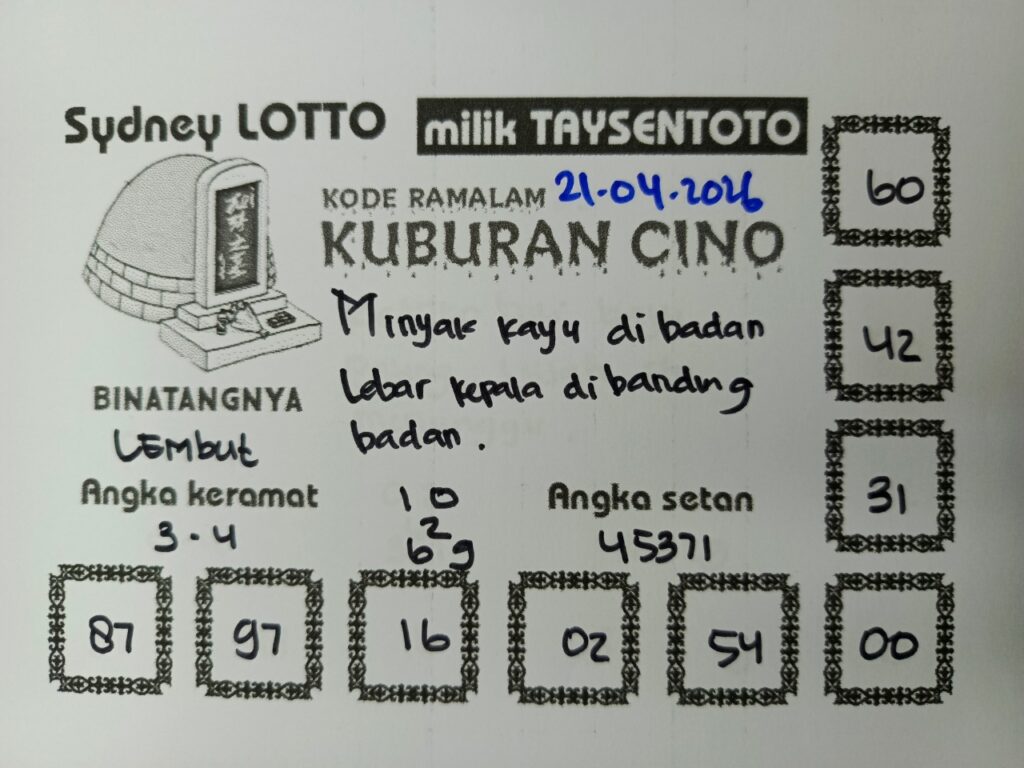 Syair Kuburan Cino Sydney Hari ini Selasa, 21 April 2026