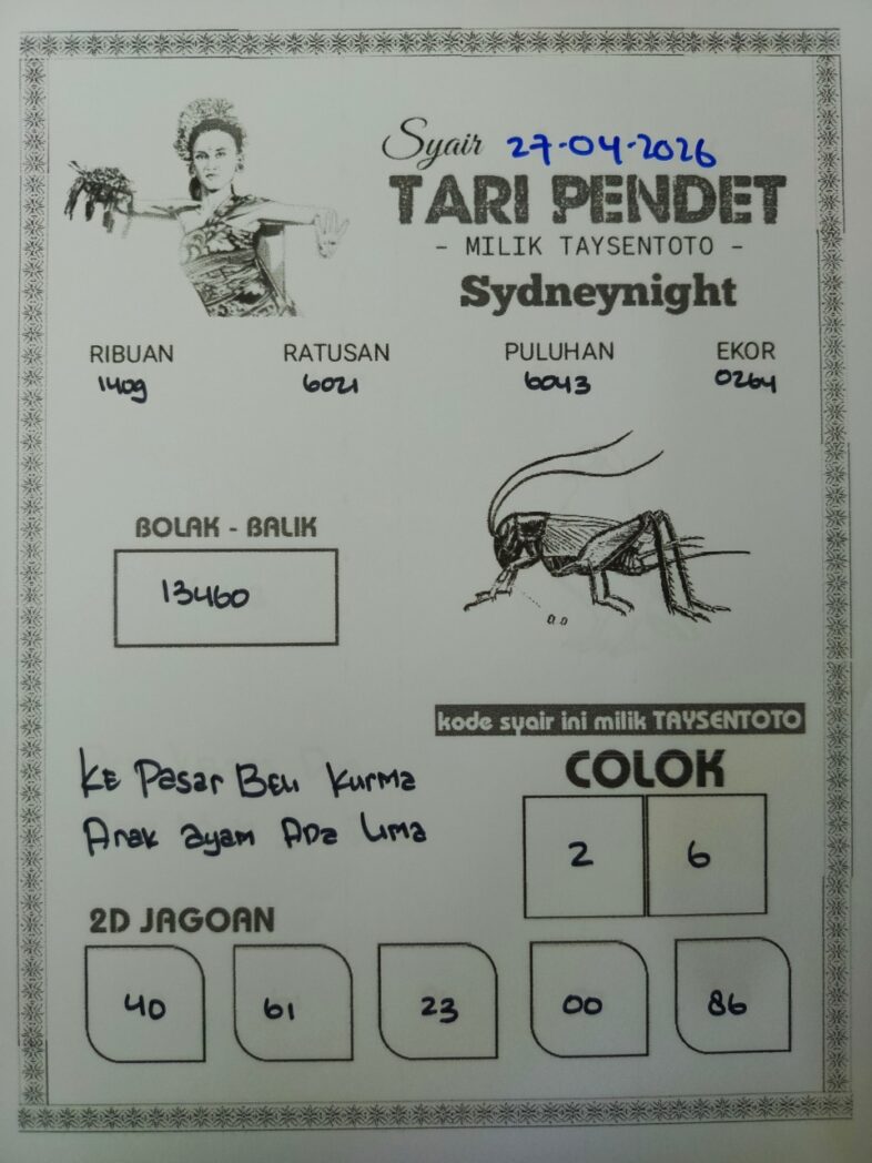 Syair Kuburan Cino SydneyNight Hari ini Senin, 27 April 2026