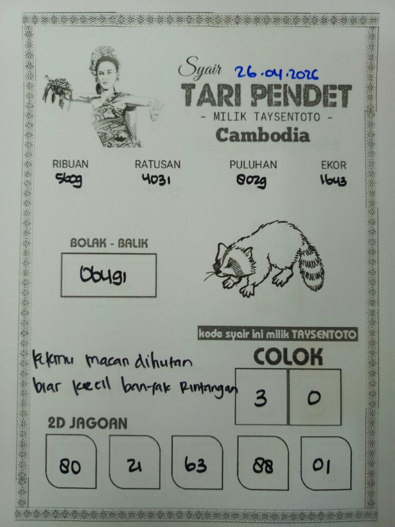 Syair Tari Pendet Cambodia Hari Ini Minggu, 26 April 2026