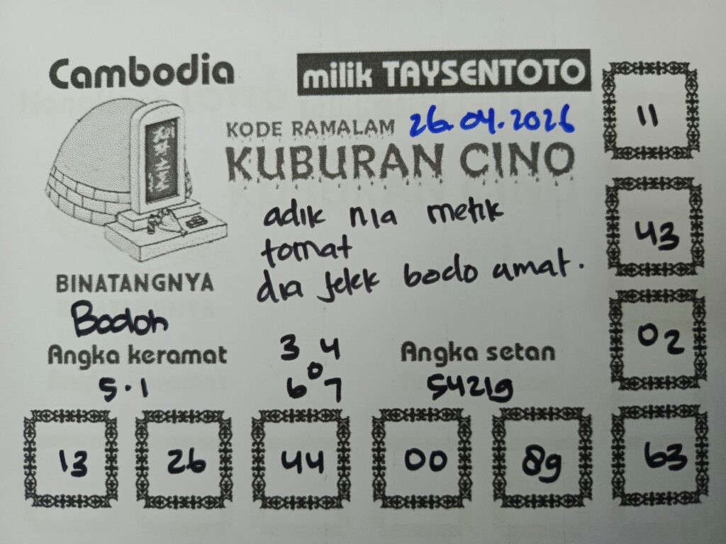 Syair Kuburan Cino Cambodia Hari Ini Minggu, 26 April 2026