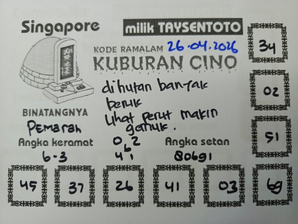 Syair Kuburan Cino SGP Hari ini Minggu, 26 April 2026