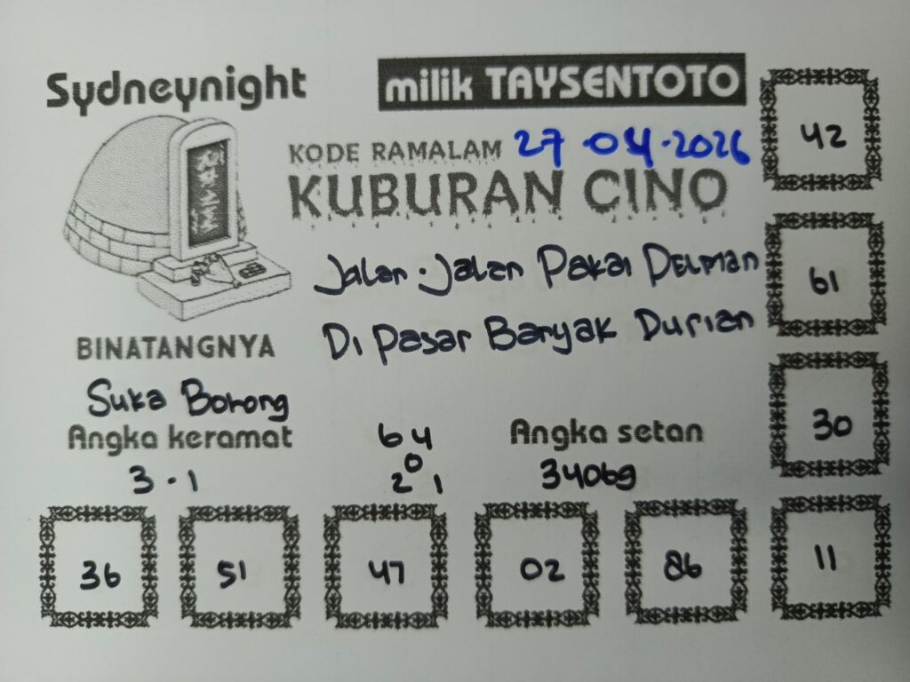 Syair Kuburan Cino SydneyNight Hari ini Senin, 27 April 2026