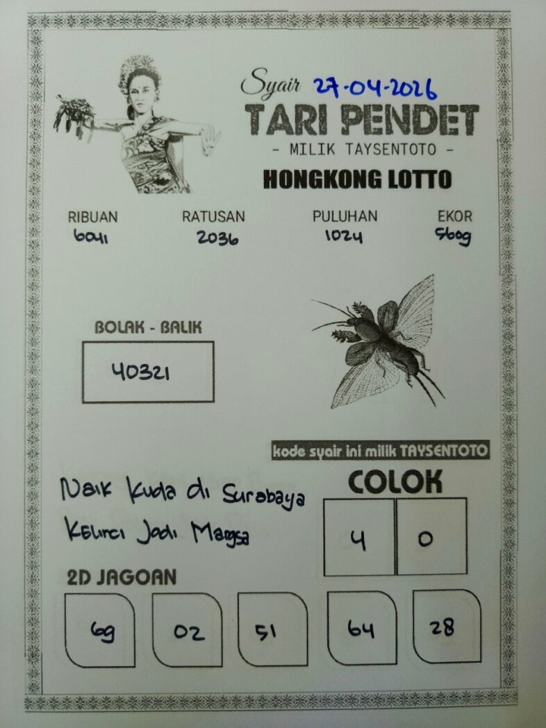 Syair Tari Pendet HK Hari Senin, 27 April 2026