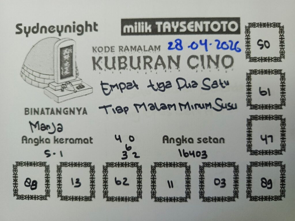 Syair Kuburan Cino SydneyNight Hari ini Selasa, 28 April 2026
